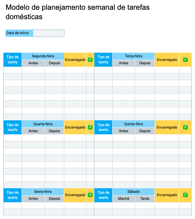 Inclua tarefas sazonais e de manutenção especial - inspiração 2