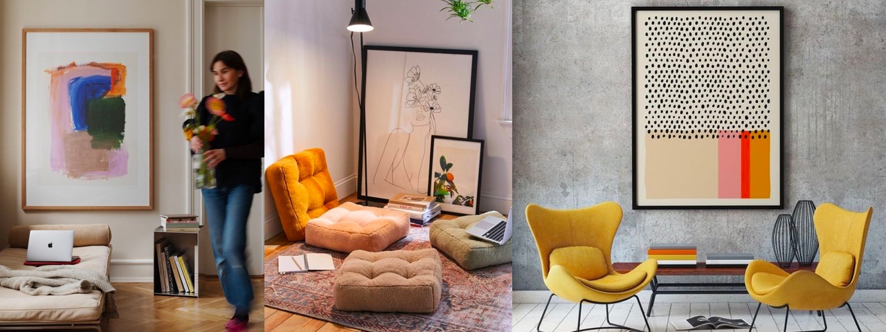 Inspirações de Decoração com Quadros Grandes no Chão - inspiração 2