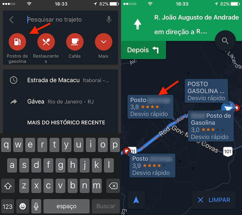 Digite 'postos de gasolina' e veja os resultados - inspiração 2