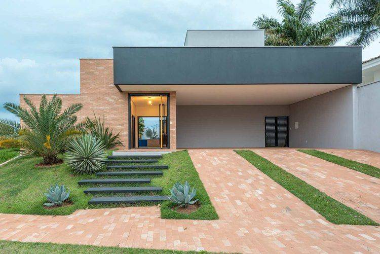 arquitetura minimalista telhado platibanda