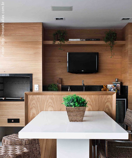 ideias de painel para tv em área gourmet