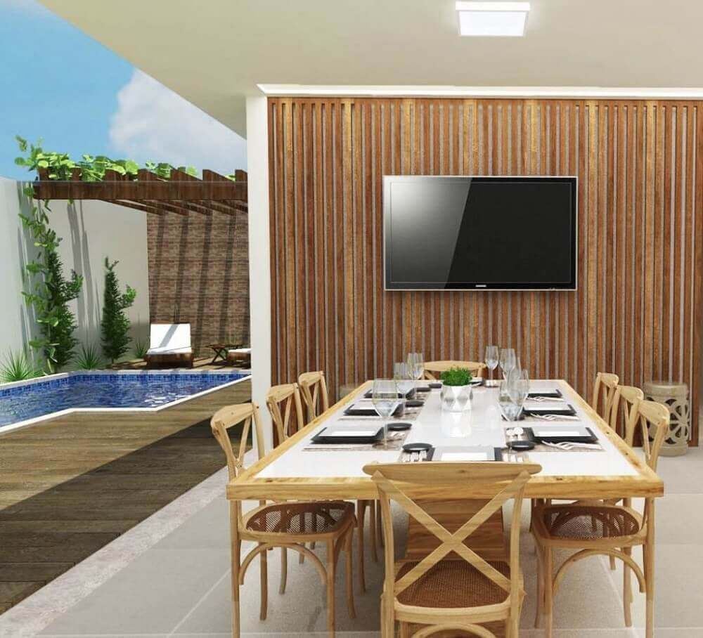 área gourmet pequena com tv