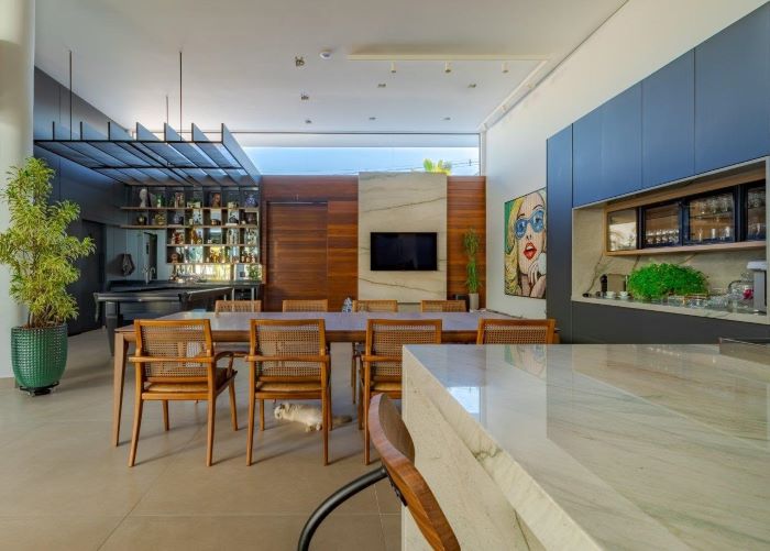 ideias de painel para tv em área gourmet