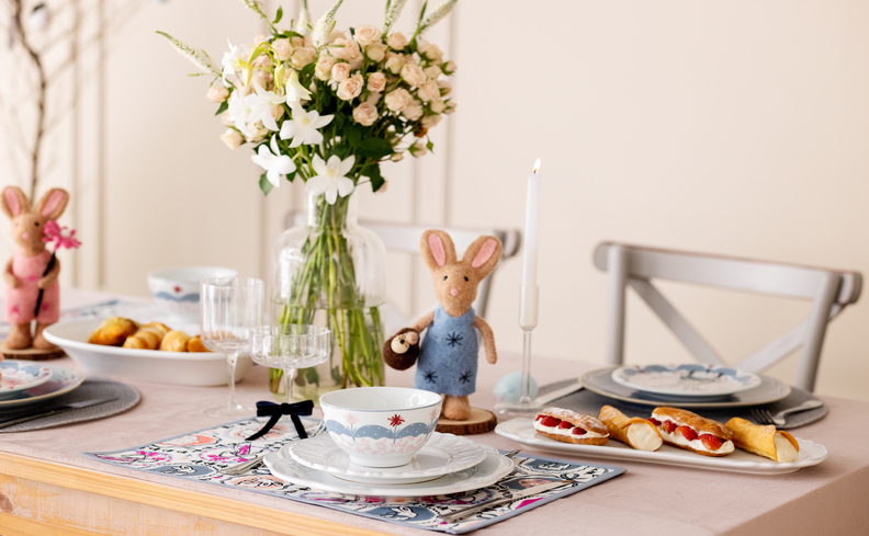 arranjos florais com coelhinhos