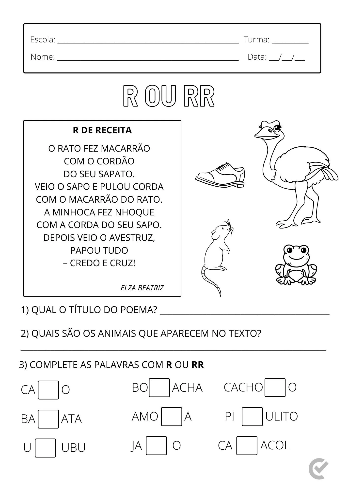 atividades de português 3 ano fundamental