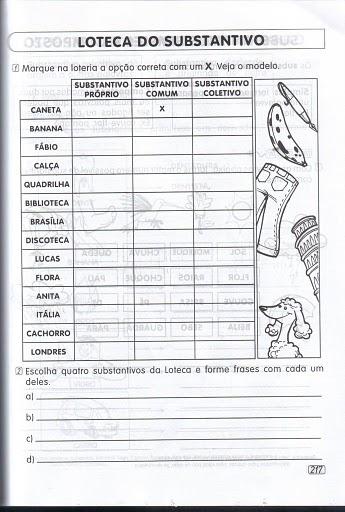 exemplos de substantivos próprios e comuns