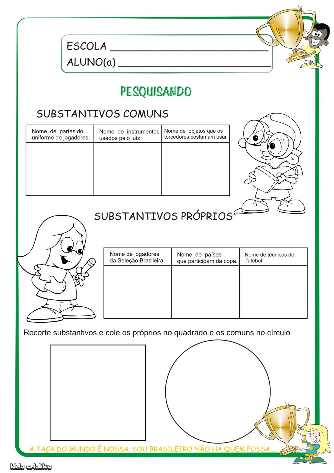 atividade sobre substantivos próprios e comuns 3 ano