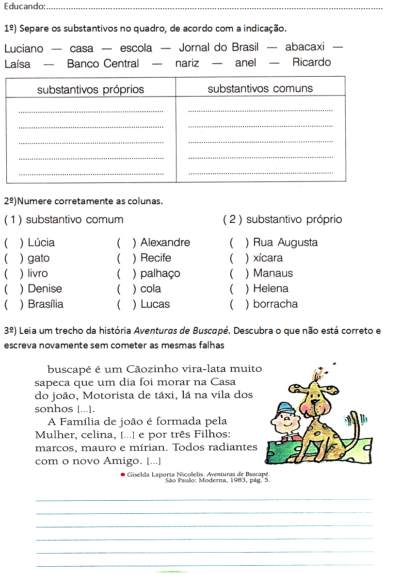 diferença entre substantivo próprio e comum