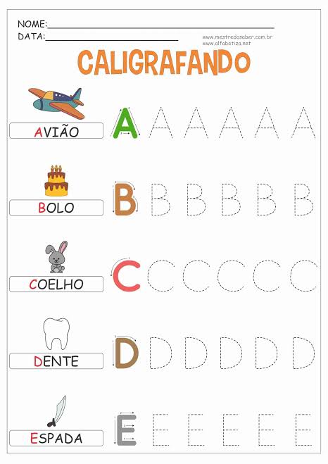 letra e cursiva pontilhada atividades