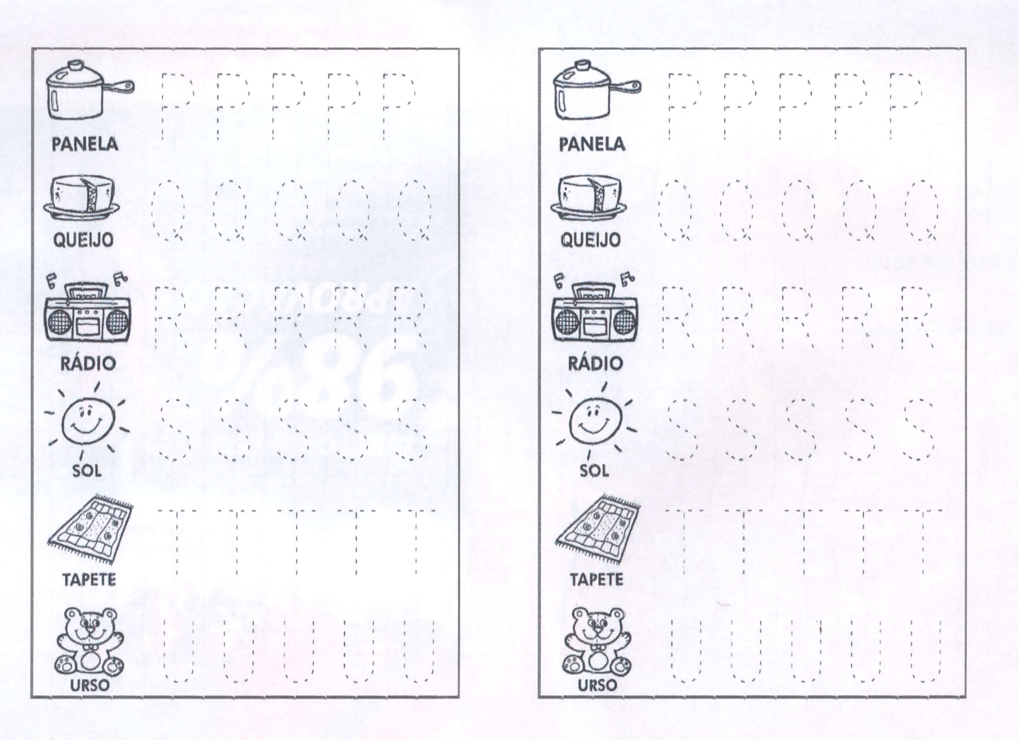 desenho da letra e pontilhado infantil