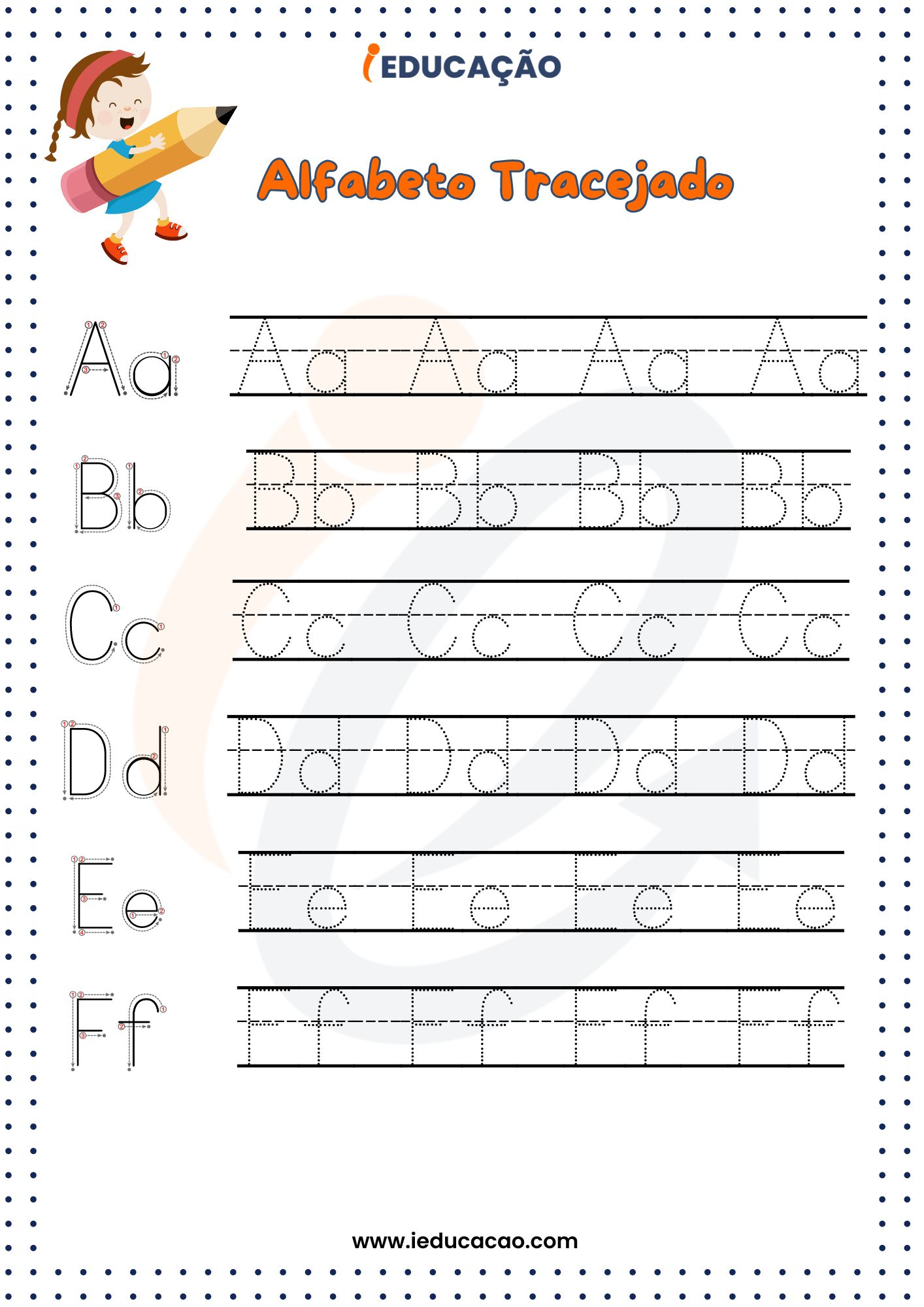 alfabeto pontilhado letra e
