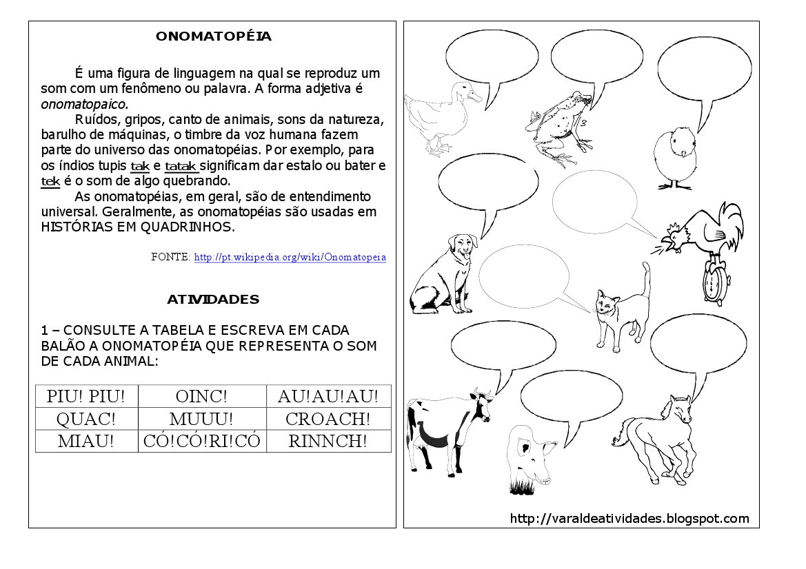atividade onomatopeia educação infantil para imprimir