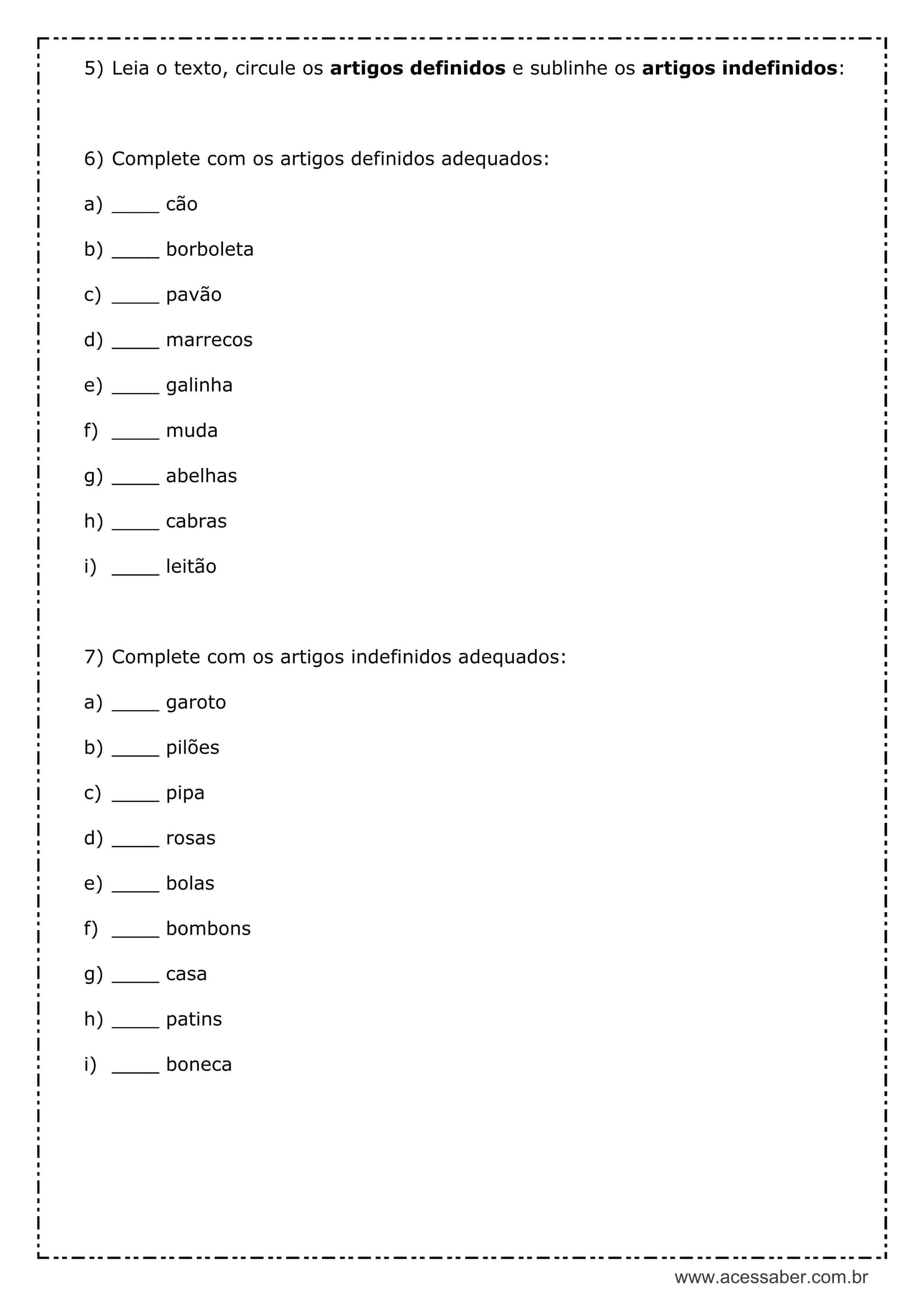 uso de artigos em português