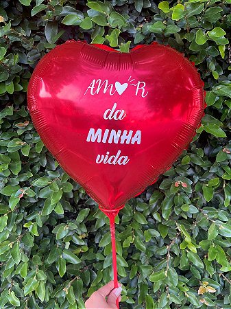 Balão metalizado coração vermelho