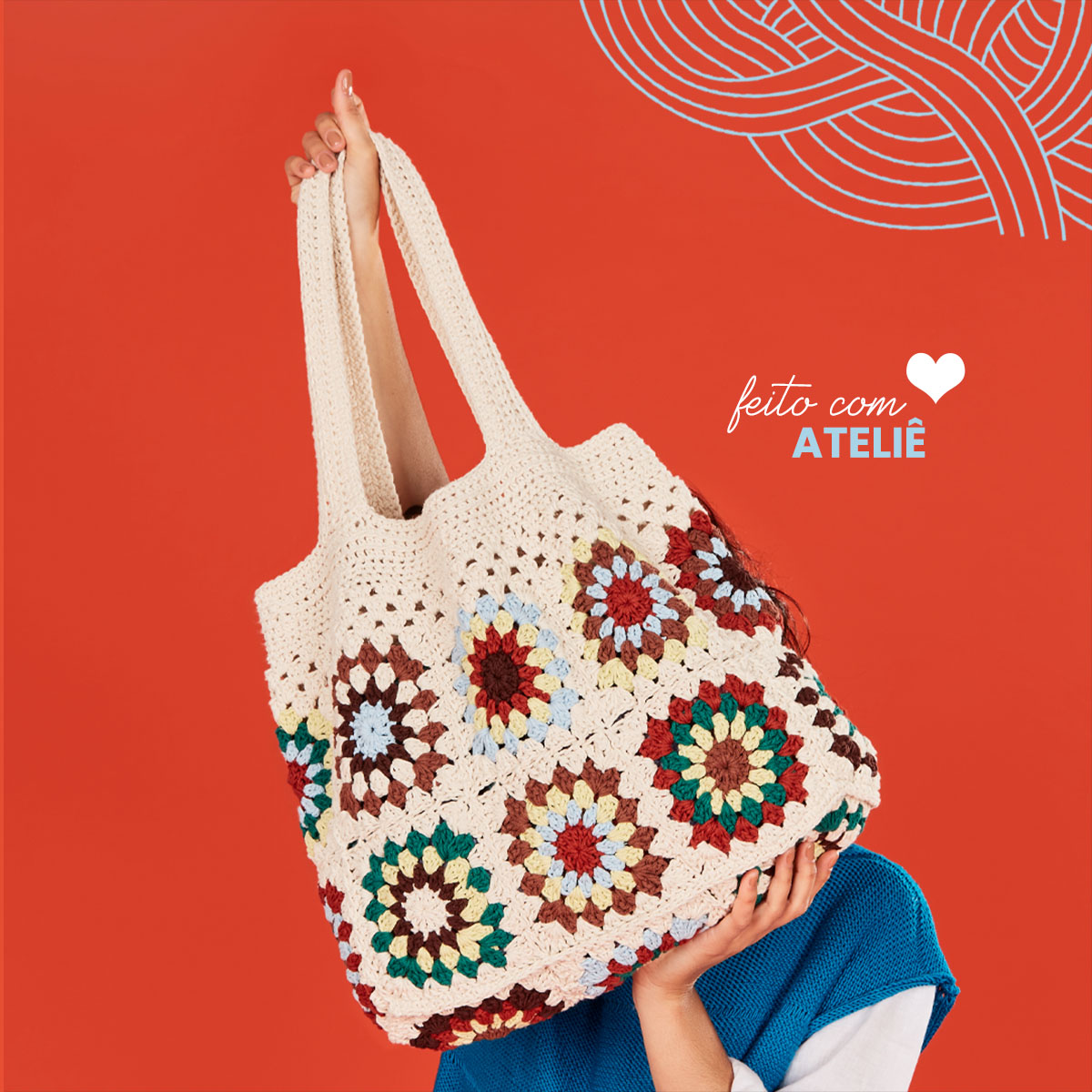 bolsa de crochê geométrica