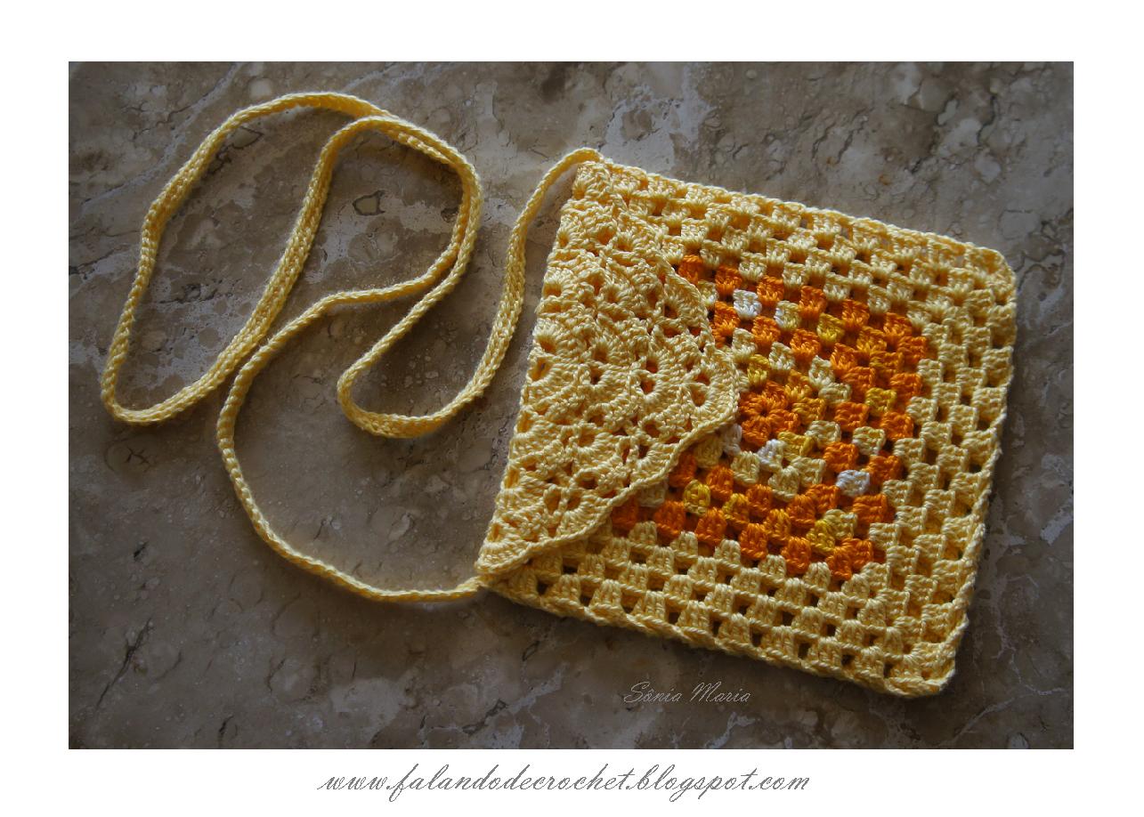 bolsa de crochê com blocos de cor