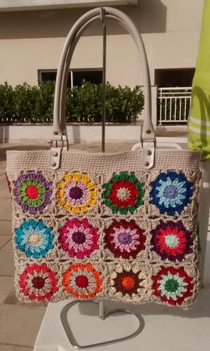 bolsa de crochê estilo granny square