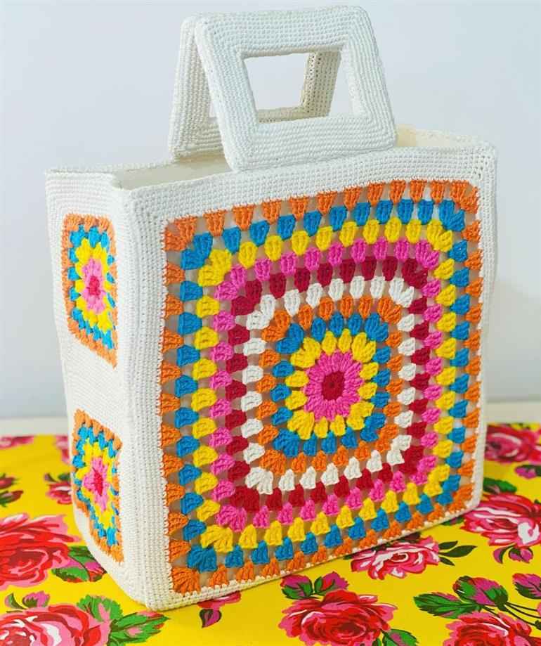 padrão bolsa de crochê colorida