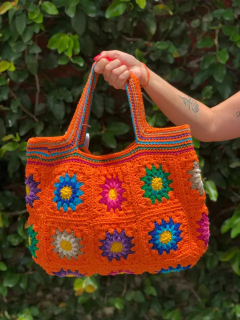 bolsa de crochê estilo granny square