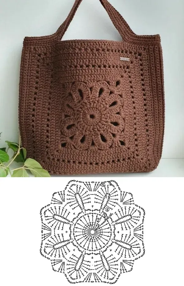 bolsa de crochê com forro