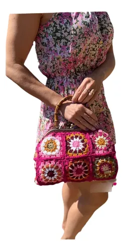 padrão bolsa de crochê colorida