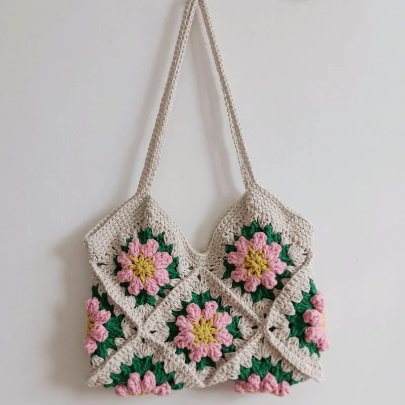 bolsa de crochê geométrica