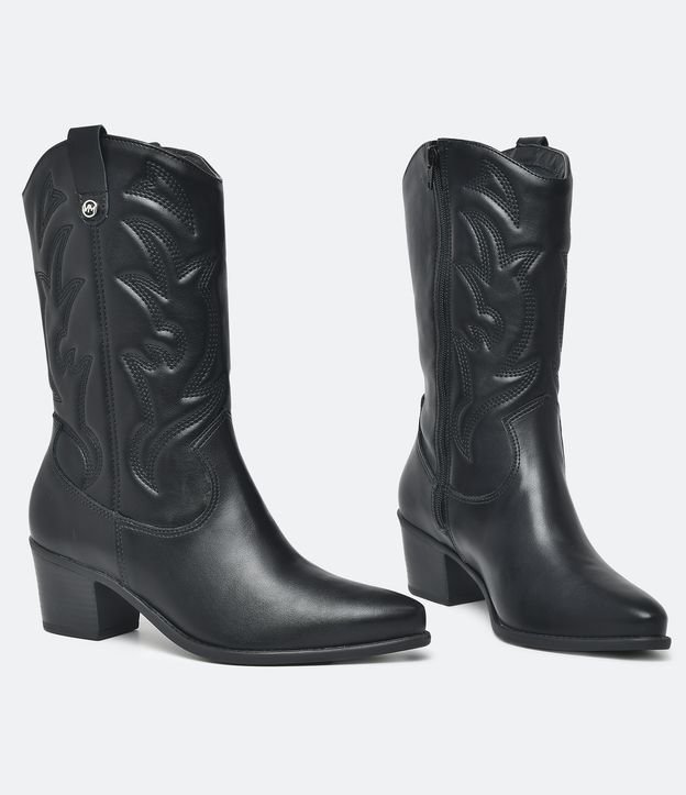 Bota western preta bico fino
