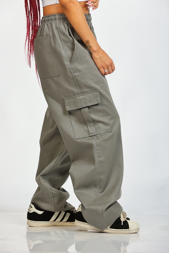 calça cargo feminina cinza em moletom para o inverno