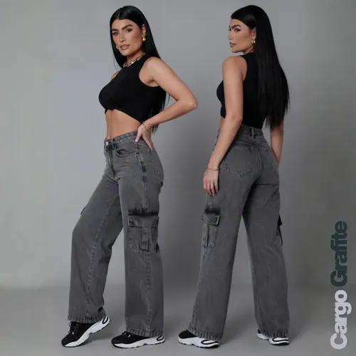 calça cargo feminina cinza