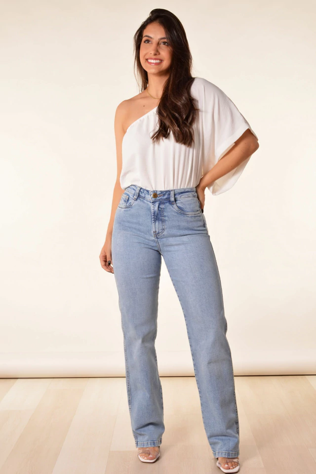 Calça reta de linho