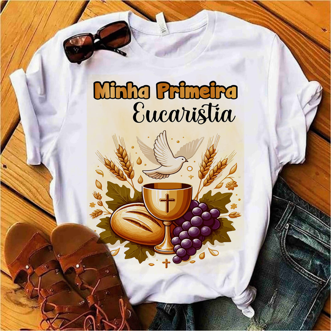 camiseta primeira eucaristia branca