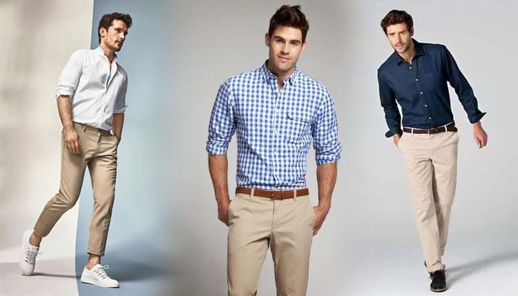 calça bege masculina
