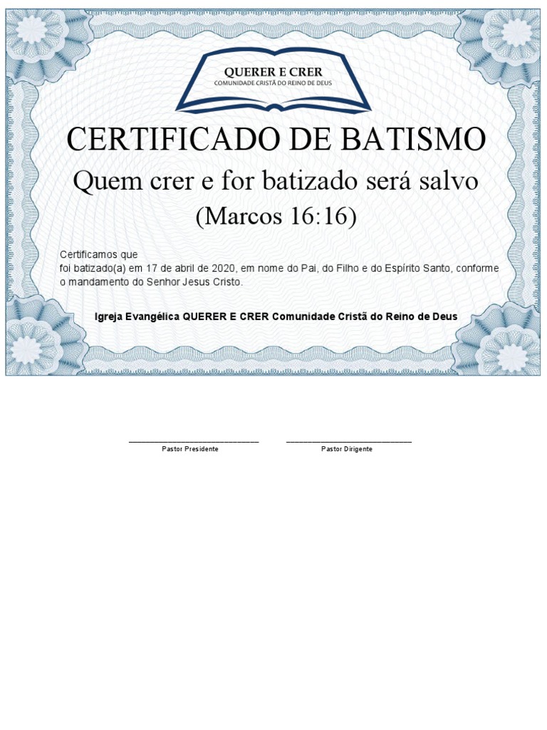 o que é certificado de batismo evangélico
