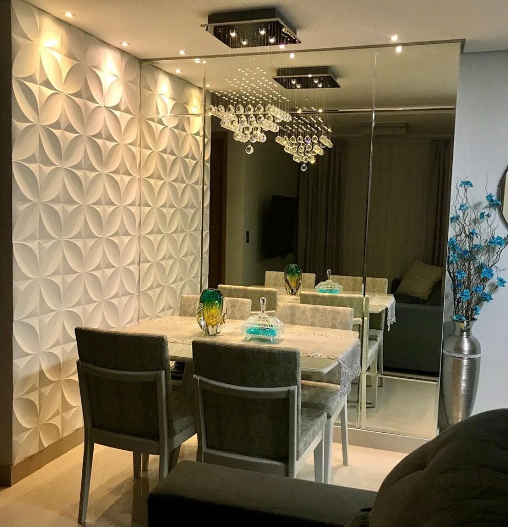 como decorar sala com espelho bisotado