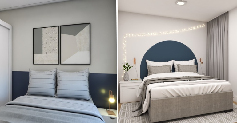 como fazer cabeceira de cama com pintura na parede
