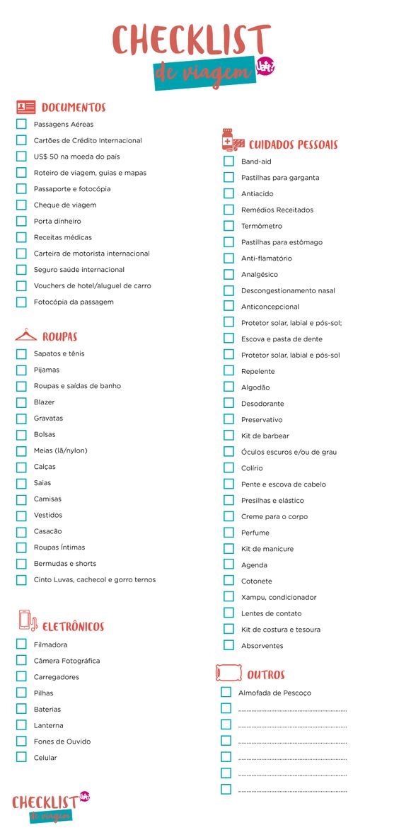 como fazer check-list de viagem para não esquecer nada