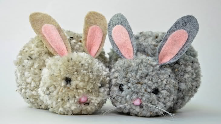 como fazer pompom de lã para coelho