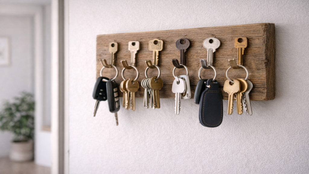 como fazer porta-chaves de madeira rústico