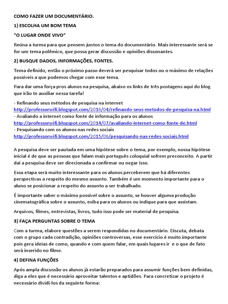 Guia Essencial de Equipamentos para o seu Primeiro Documentário; Dominando a Arte da Entrevista em Documentários: Dicas e Técnicas; Como Escrever um Roteiro de Documentário Impactante: Do Tema à Sinopse; Pós-produção de Documentários: Edição