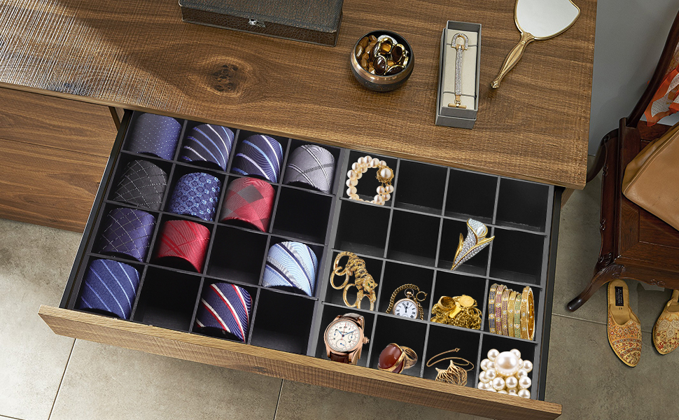 como organizar a gaveta de gravatas