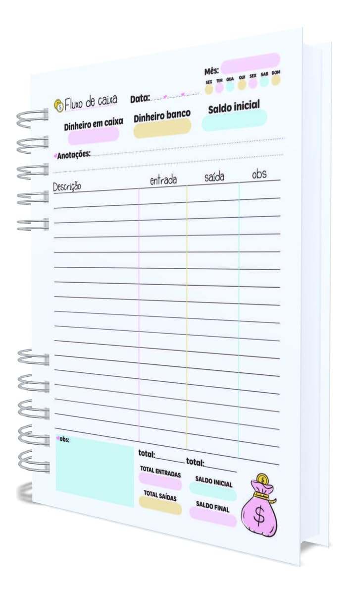 como organizar o fluxo de caixa em caderno simples