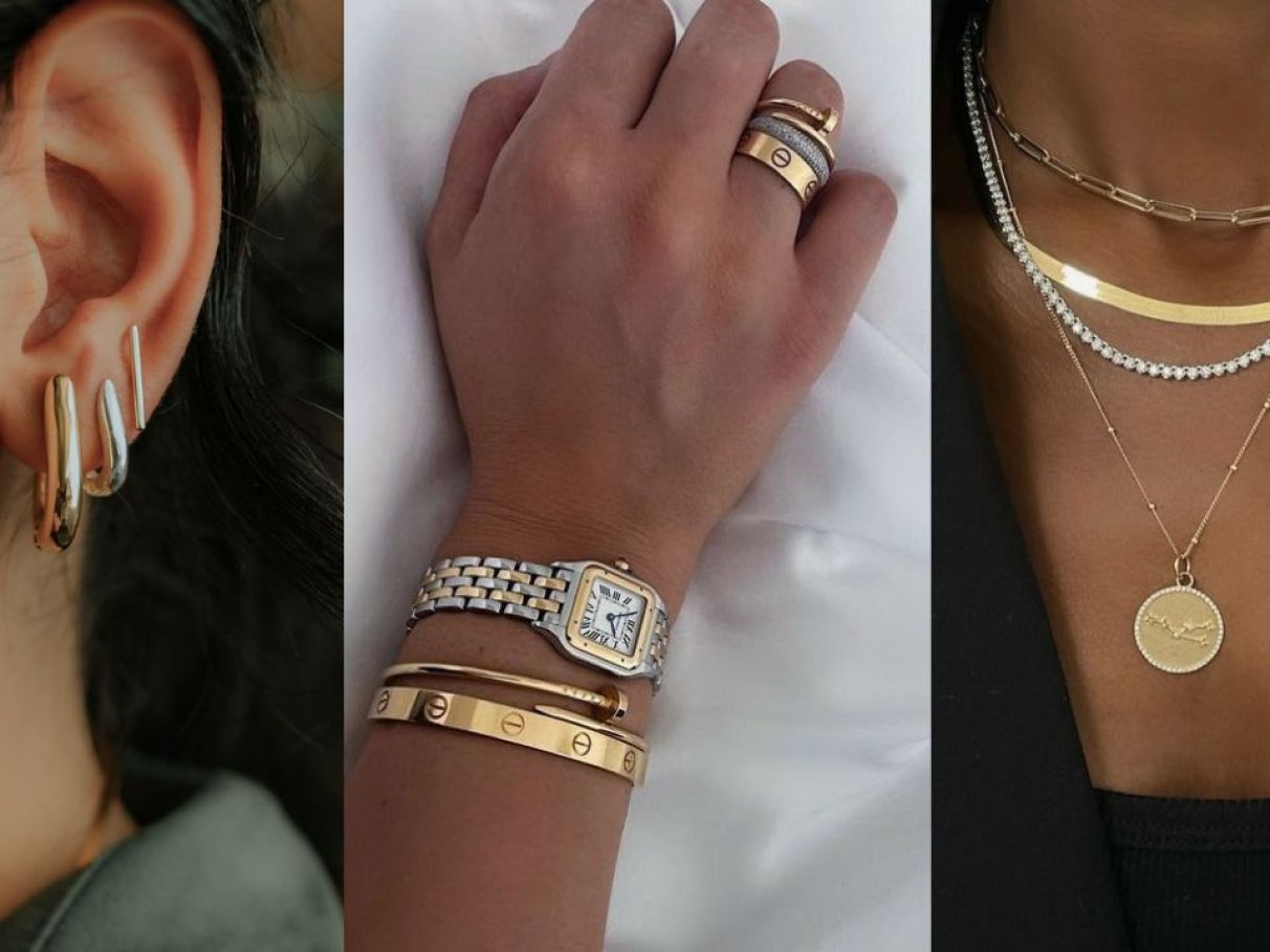 como usar acessórios dourados e prateados juntos