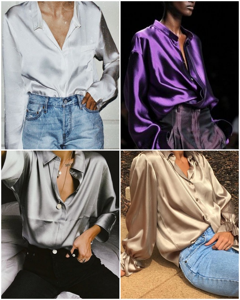 looks com blusa de cetim