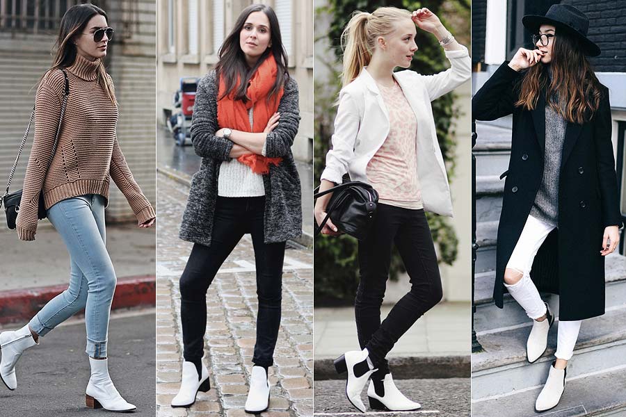 como usar bota branca tendência