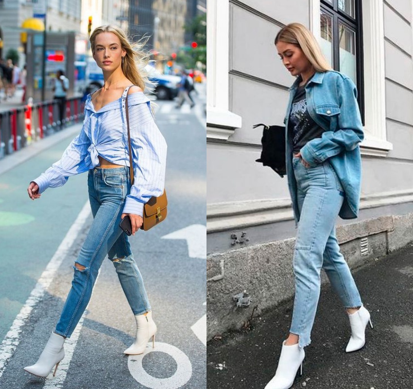 como usar bota branca tendência