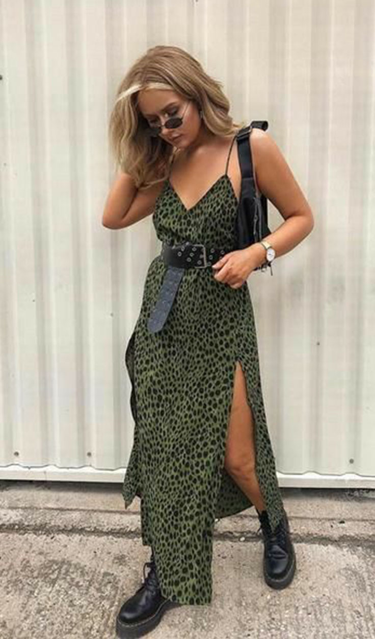 como usar bota coturno com vestido romântico