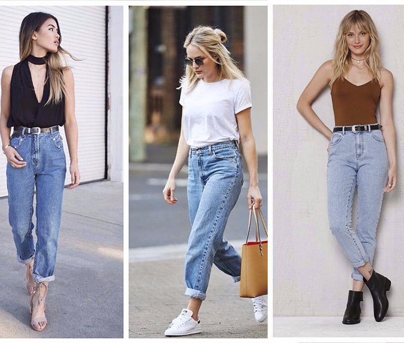 calça mom jeans com salto