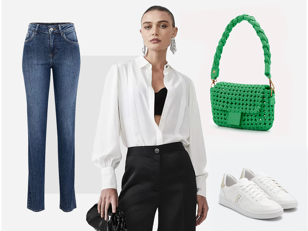 looks com camisa branca e jeans