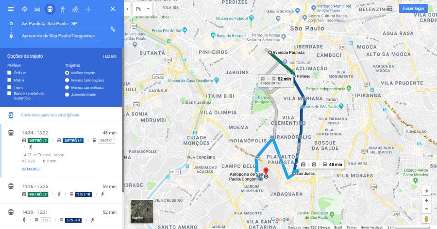 melhores dicas google maps transporte público