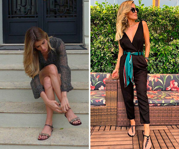 sandália de dedo com pedras